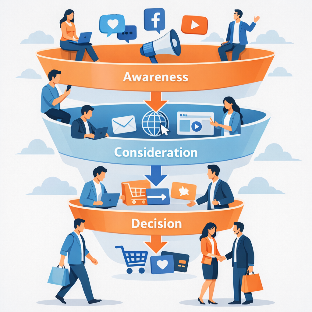 قمع التسويق.